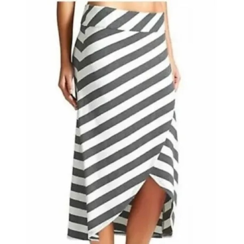Athleta NWT Ribbon Stripes Tulip Faux Wrap Midi Skirt Women's Medium